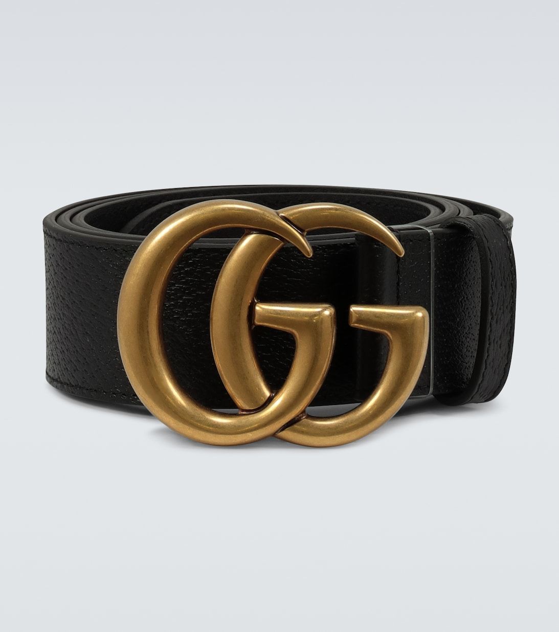 Leather Belt With Double G Buckle in Black - Gucci