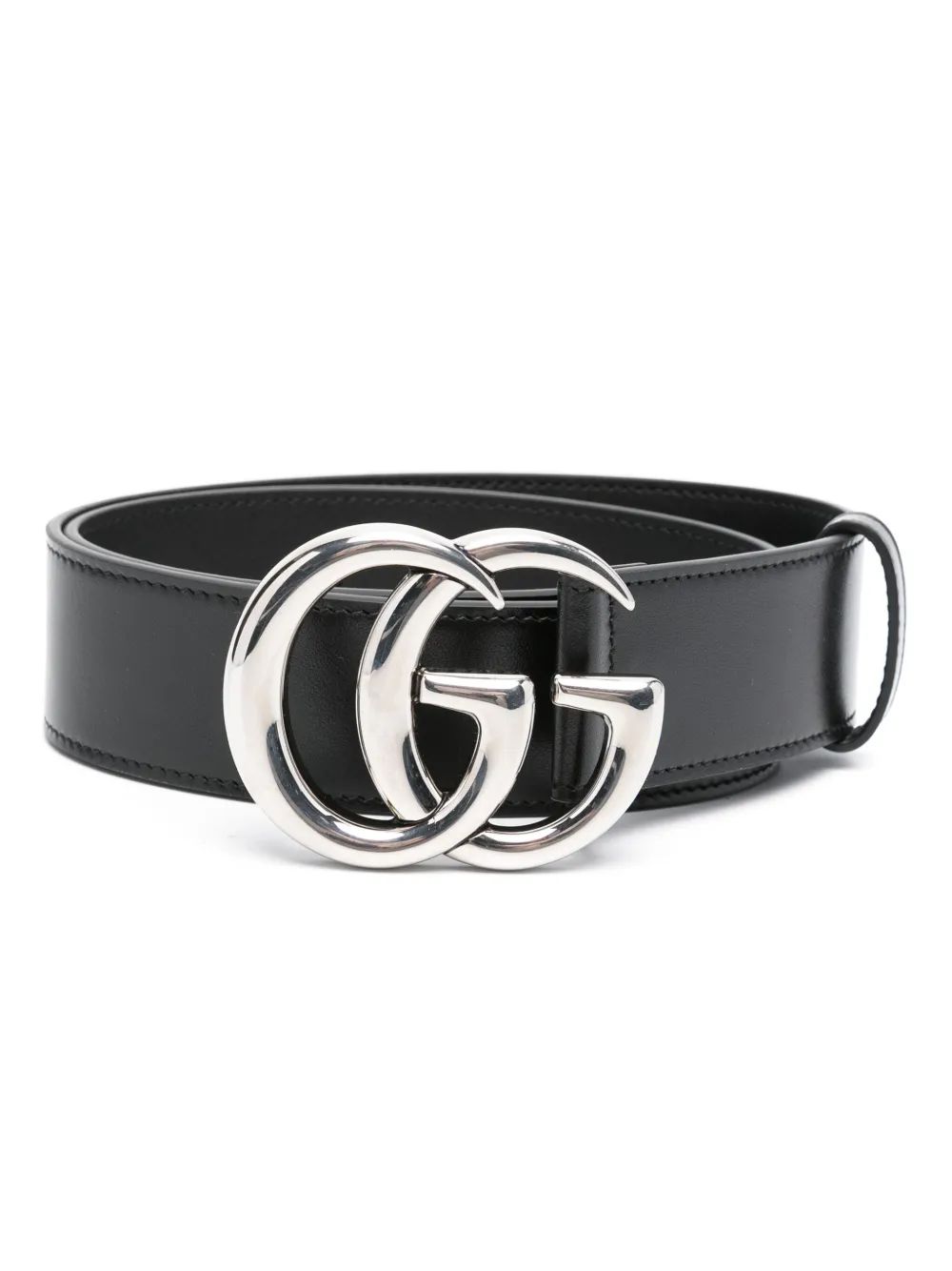 Gucci Double G Leather Belt | Black | FARFETCH UK