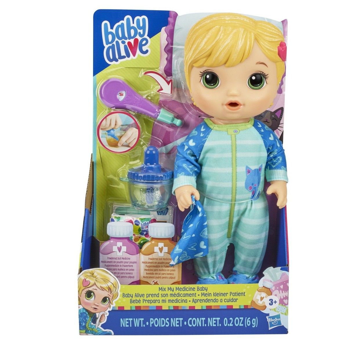 Baby Alive Mix My Medicine Doll Kitty-Cat Pajamas Doctor Accessories Drinks New