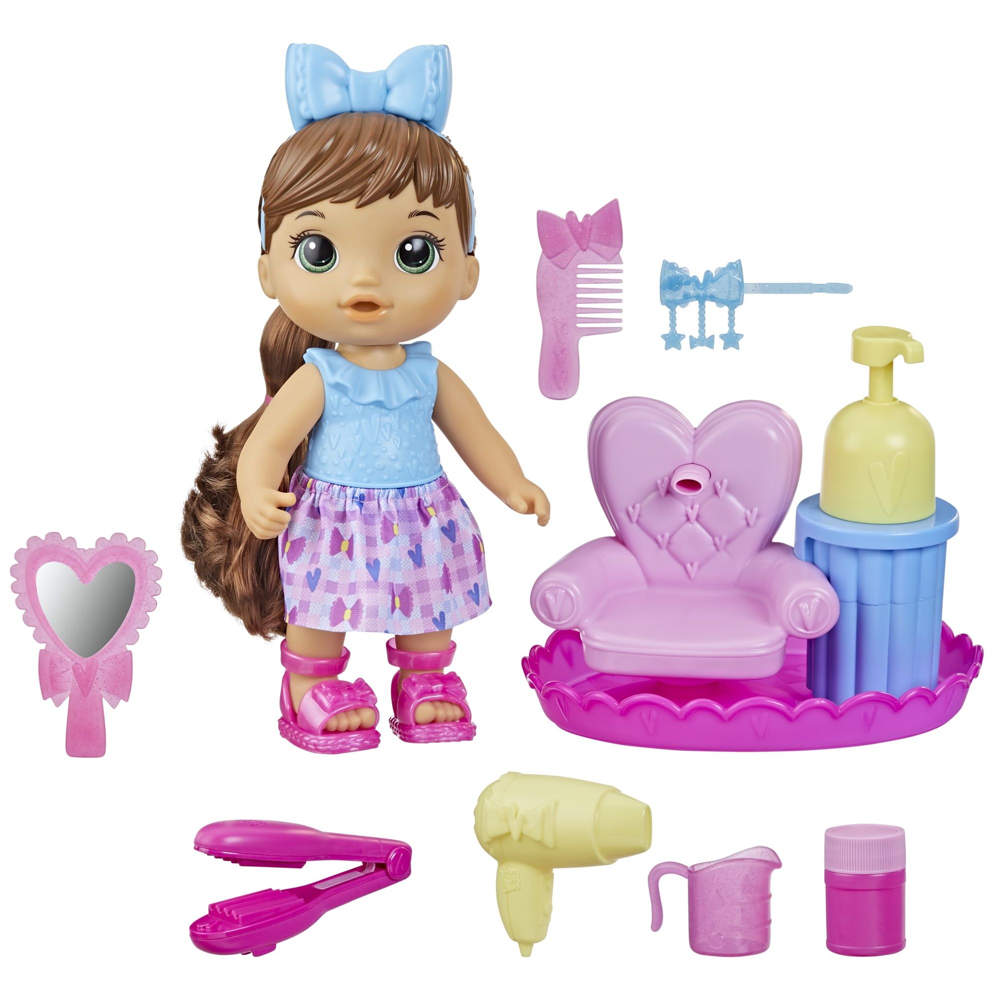 Baby Alive: Sudsy Styling 14-Inch Doll Brown Hair, Green Eyes Kids Toy for Boys and Girls