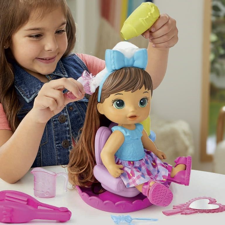 Baby Alive: Sudsy Styling 14-Inch Doll Brown Hair, Green Eyes Kids Toy for  Boys and Girls - Walmart.com