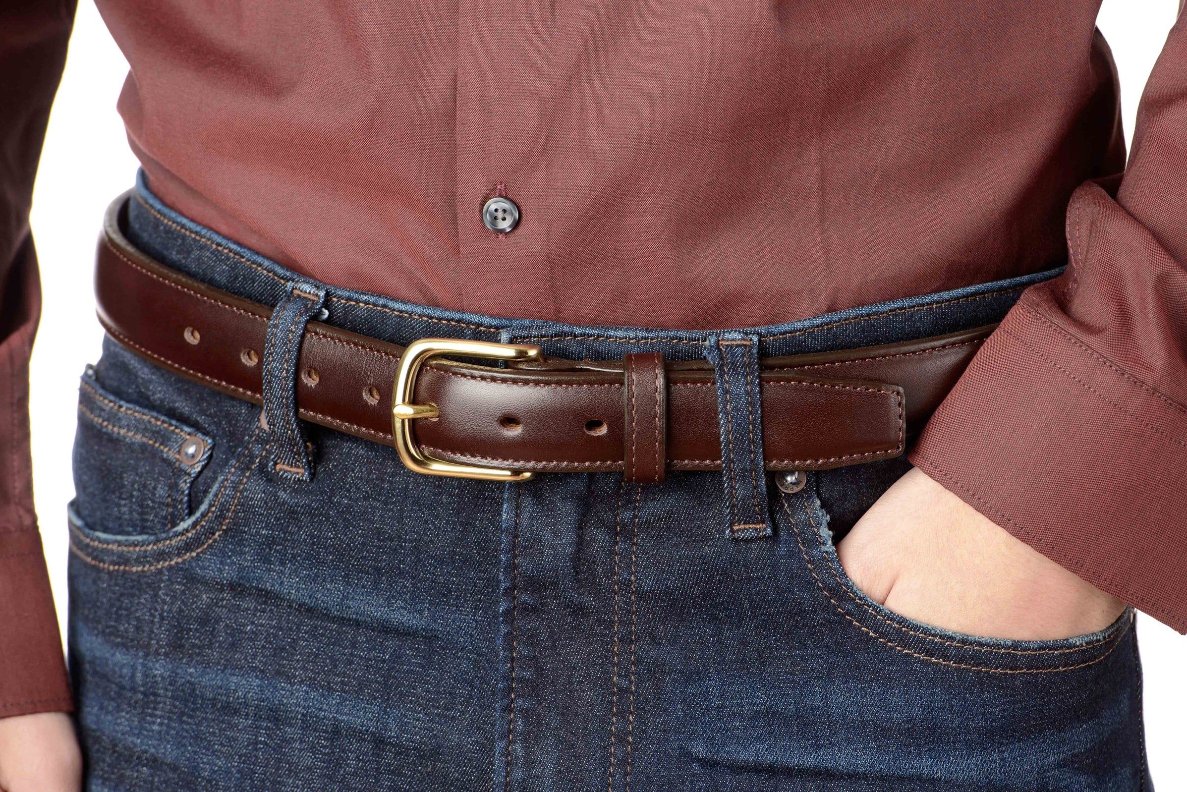 The Stallion: Brown Stitched Italian Leather With Brass Buckle 1.25 ...