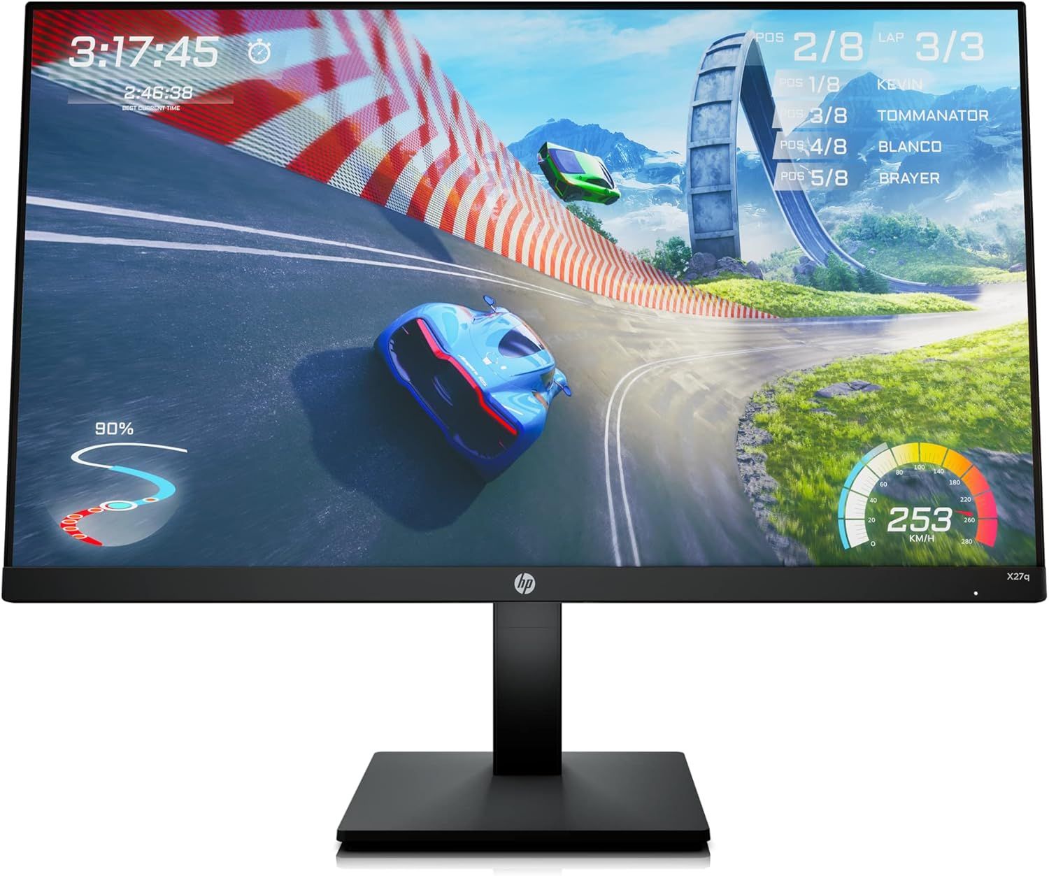 HP OMEN 27q QHD 165Hz Gaming Monitor (clear front/stand shot)