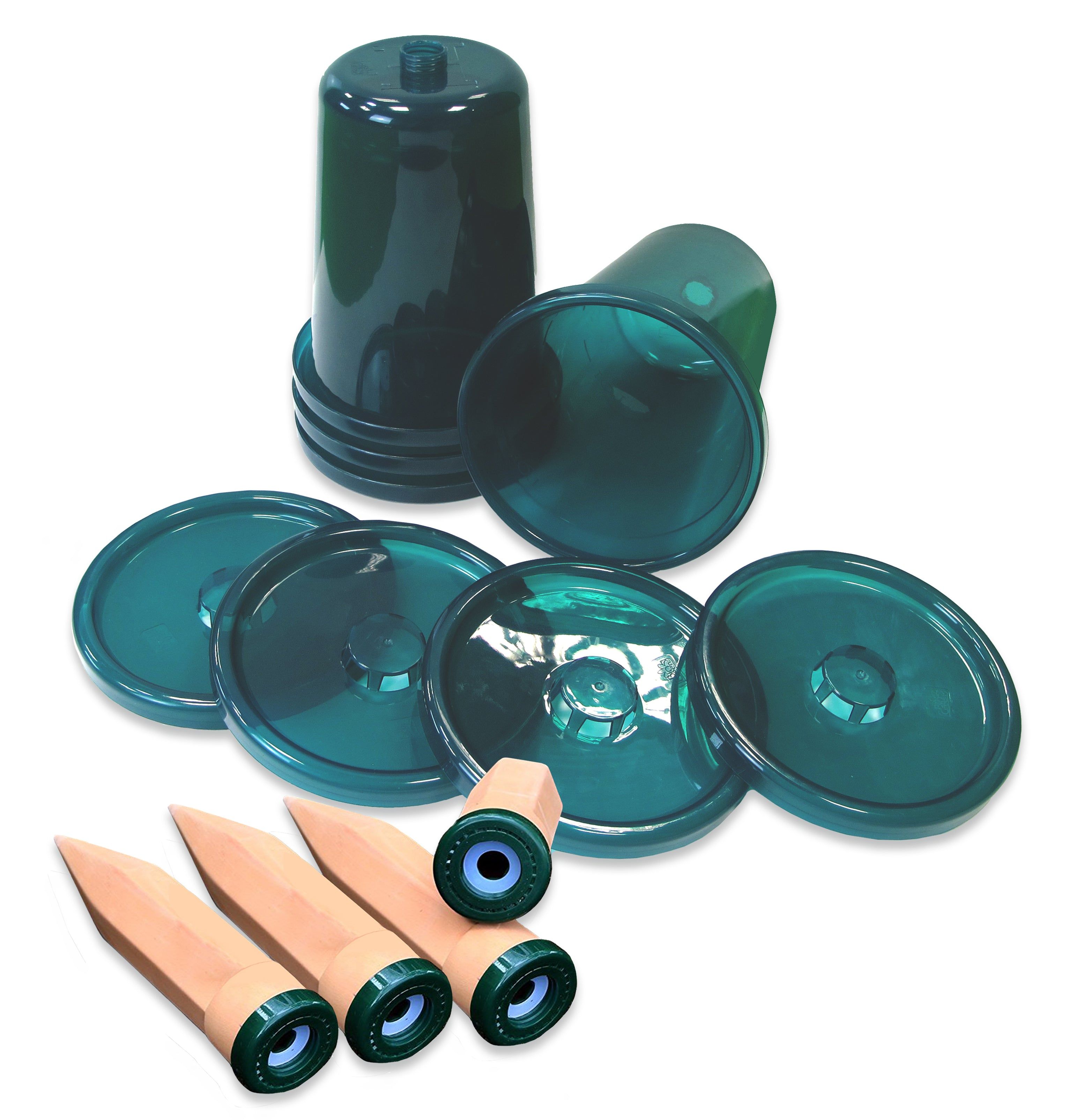 Set of 4 x Self Watering Spikes and 4 x Cups - "Hydro Cup" - biogreen-products.com
