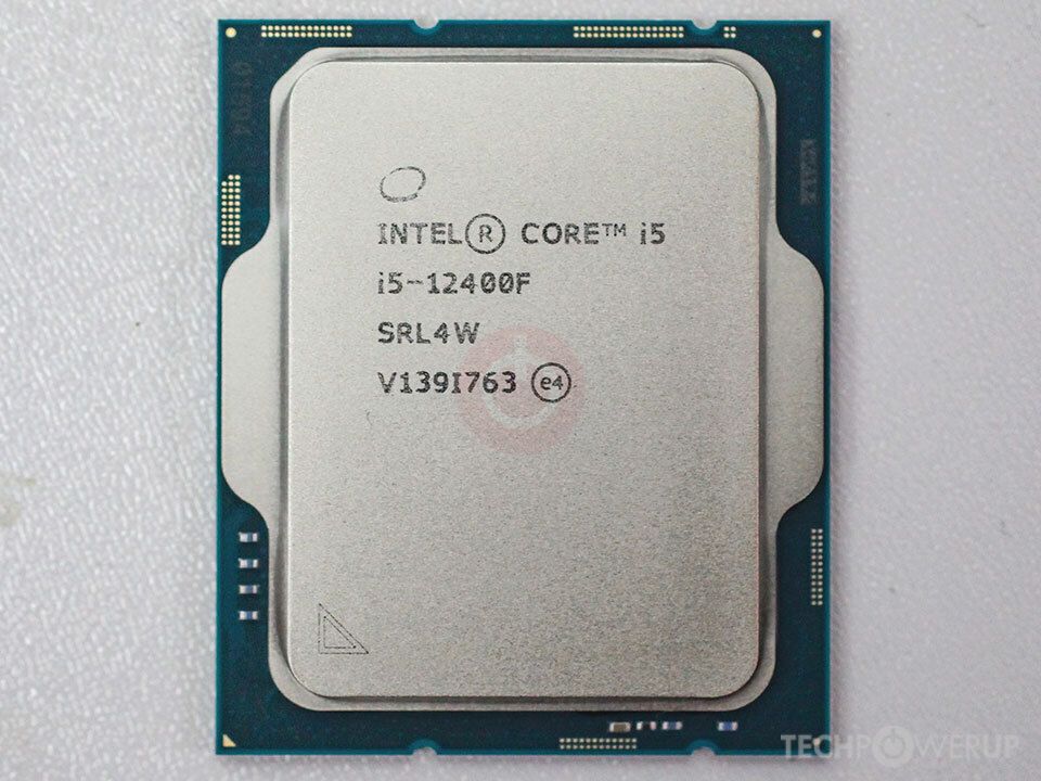 Intel Core i5-12400F chip photo (top view)