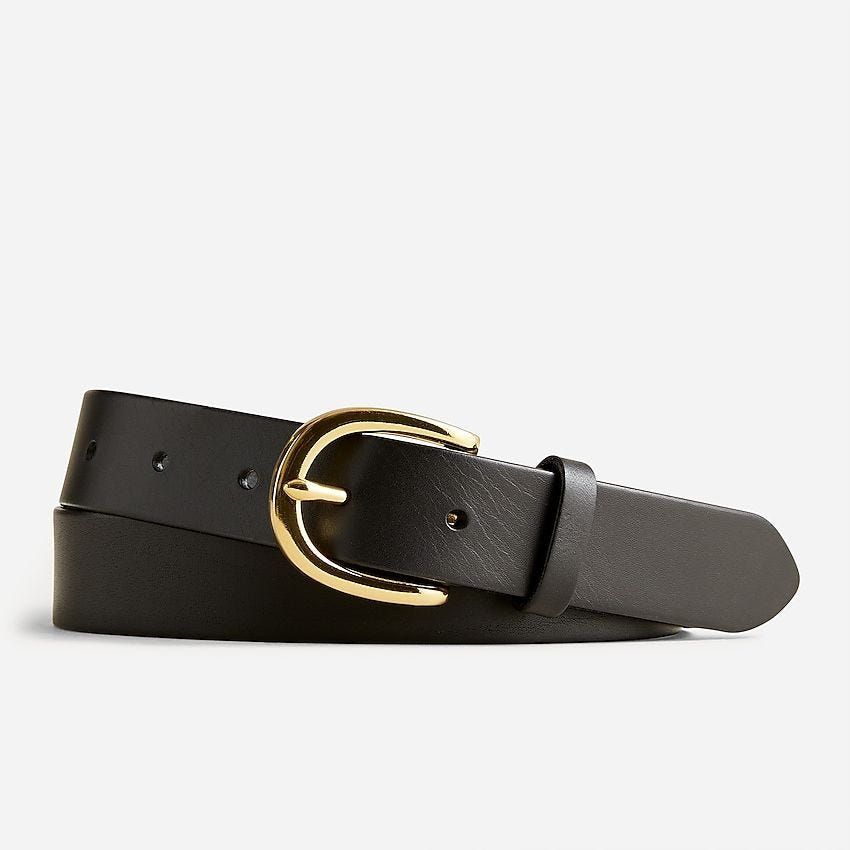 J.Crew Classic Leather Belt in Black