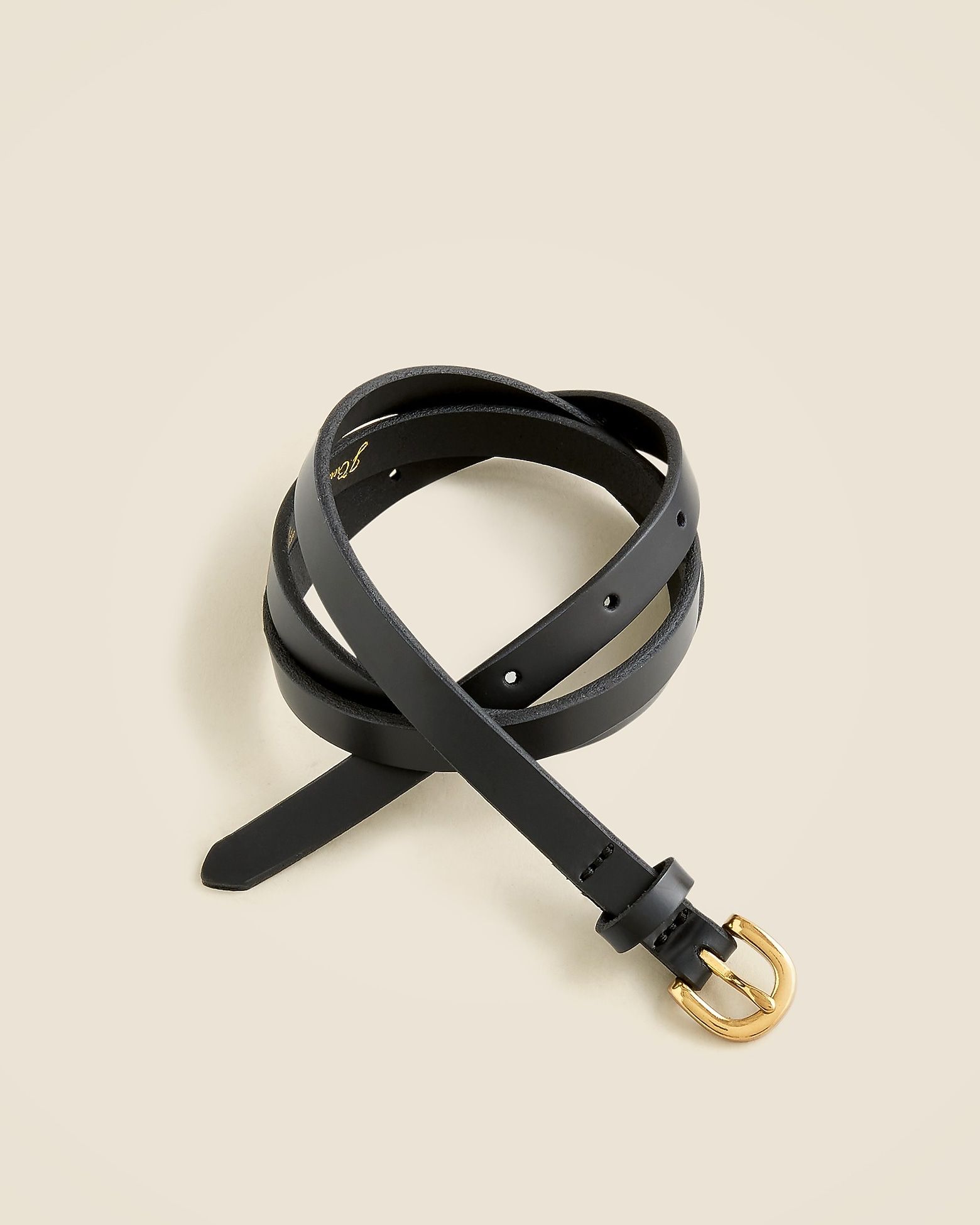 Skinny Italian Leather Belt in Black - Official J.Crew High-Res Product Shot