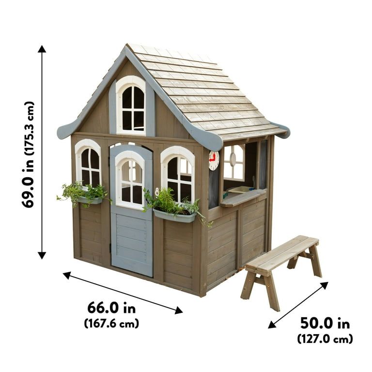 KidKraft Forestview II Outdoor Playhouse with Kitchen, Doorbell, Bench -  Walmart.com