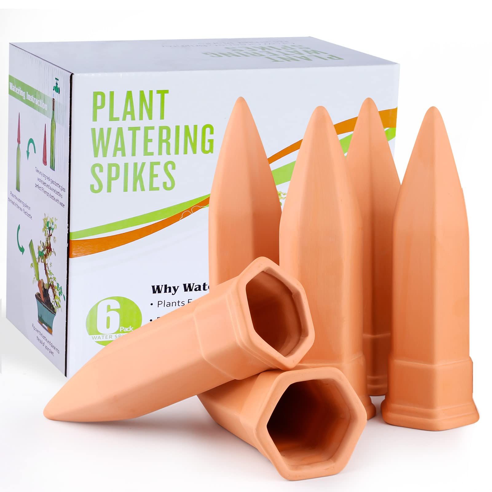 Amazon.com: Terracotta Watering Spikes, Set of 6 Pack Plant Watering Devices, Self Terra Cotta Watering Spikes Stakes for Indoor and Outdoor, Automatic Plant Waterer System for Vacation Potted Plants : Patio, Lawn