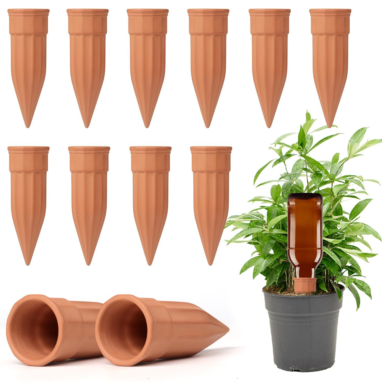 Amazon.com: TKSCUSR 12 Pcs Self Watering Spikes Small Terracotta Plant Watering  Stakes Devices Vacation Self-Watering Stakes for Indoor/Outdoor Plants :  Patio, Lawn & Garden