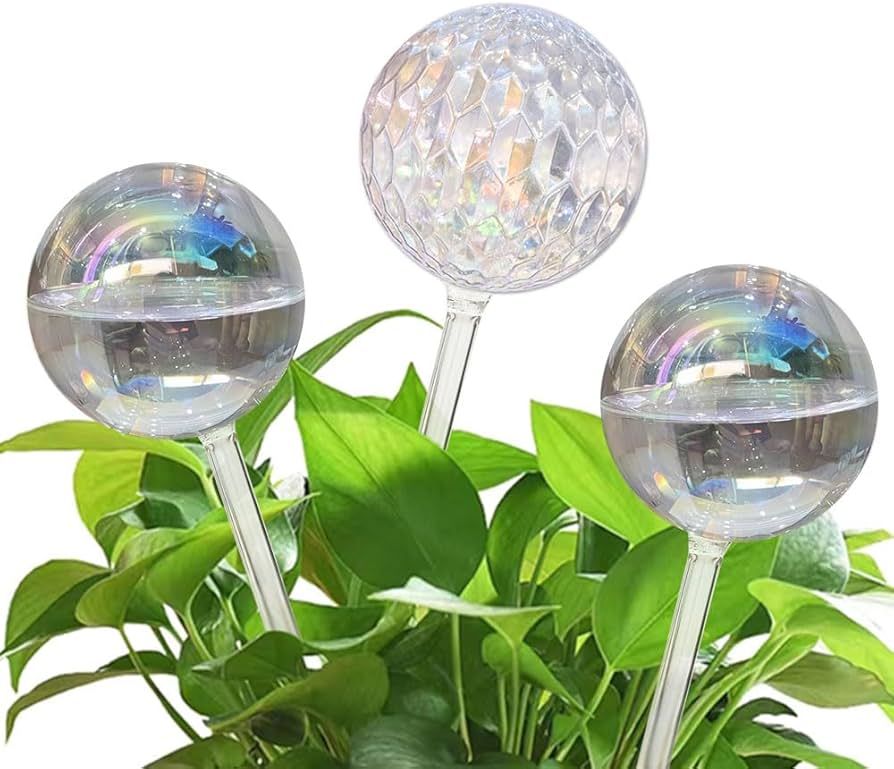 Amazon.com: 17 Oz 2 Weeks Glass Plant Watering Globes Large Vacation Water  While Away Indoor Outdoor Potted Plant Slow Release Self Watering Bulbs  Devices Planter Insert (Iridescent Large 3-Pack) : Patio, Lawn