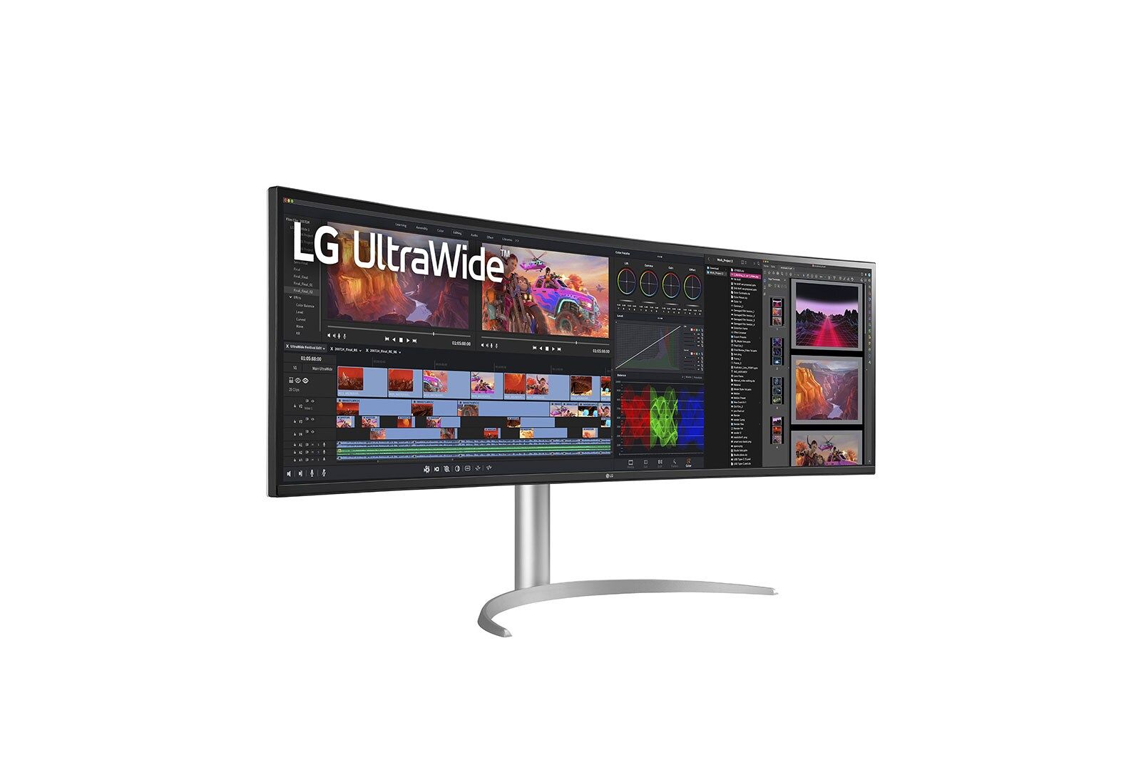 LG UltraWide™ Dual QHD Monitor - 49WQ95C-W (rear/ports/stand view)