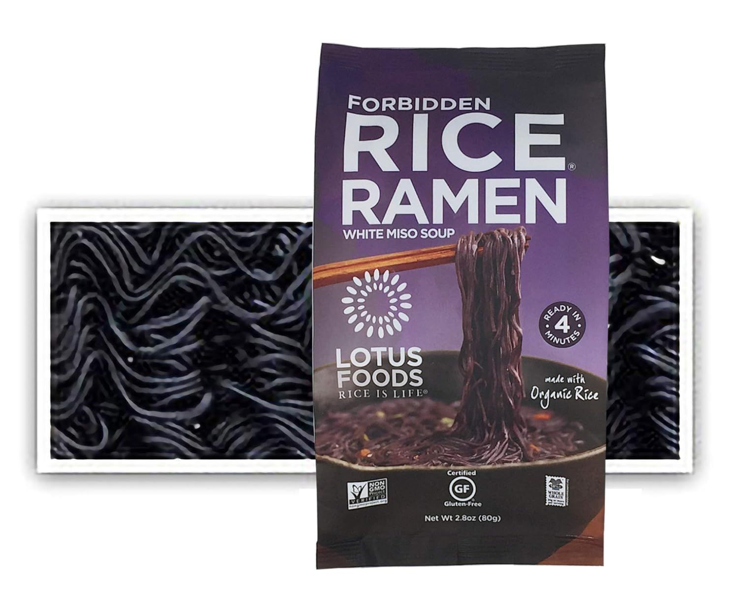Lotus Foods Gourmet Forbidden Rice Ramen With Miso Soup, 2.8 oz (packaging front)