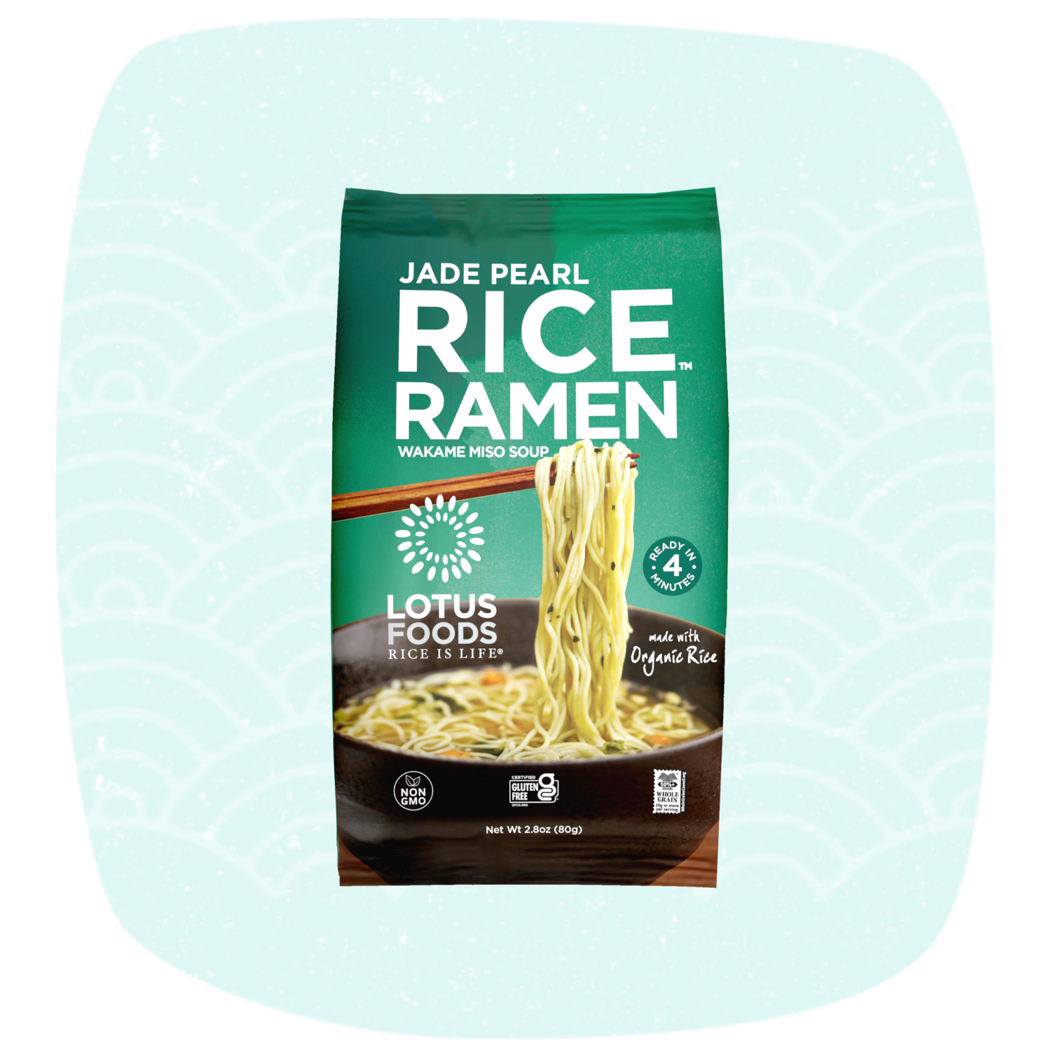 Jade Pearl Rice™ Ramen with Wakame Miso Soup (package front)