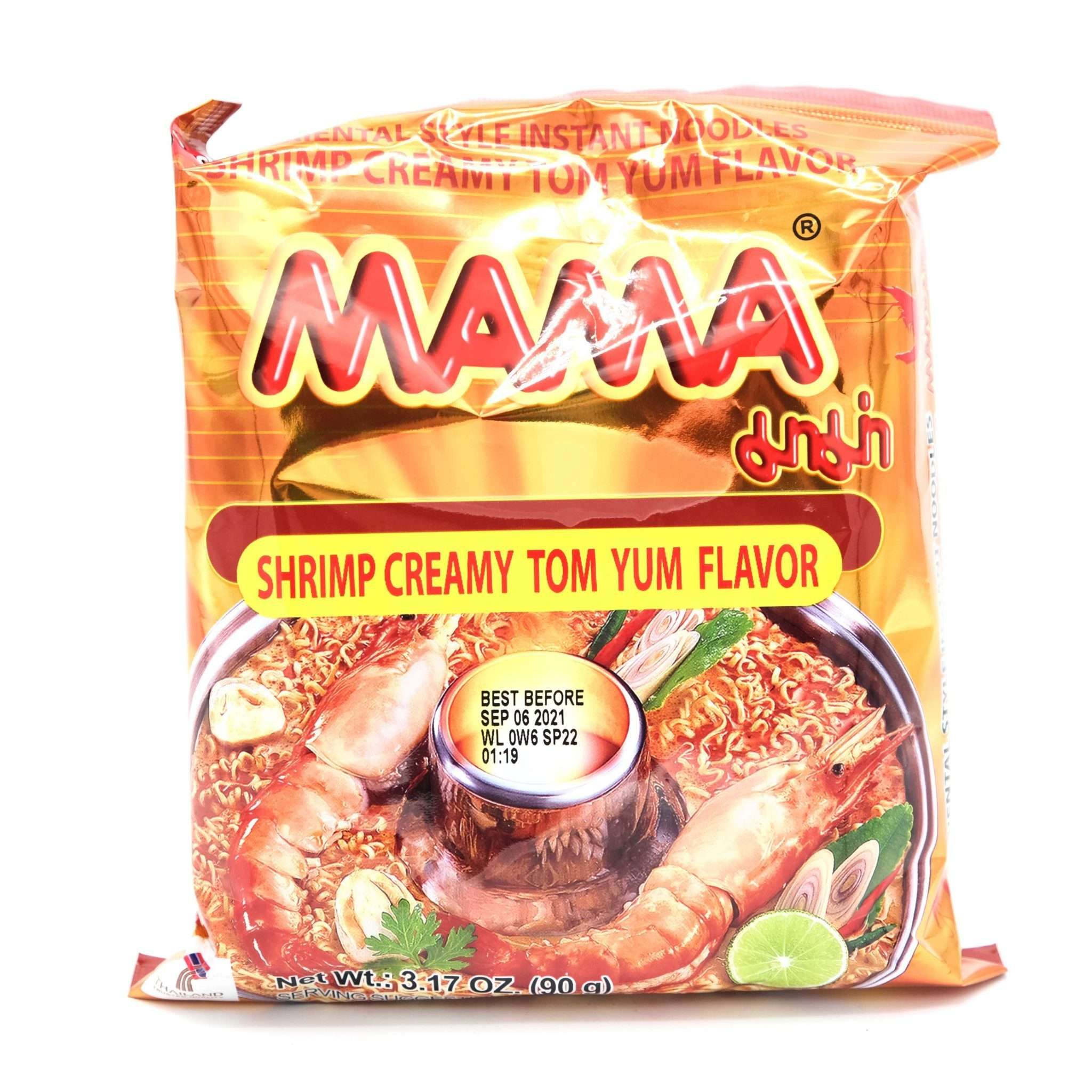 Mama Shrimp Creamy Tom Yum Flavor Instant Ramen 90g (high-res front)