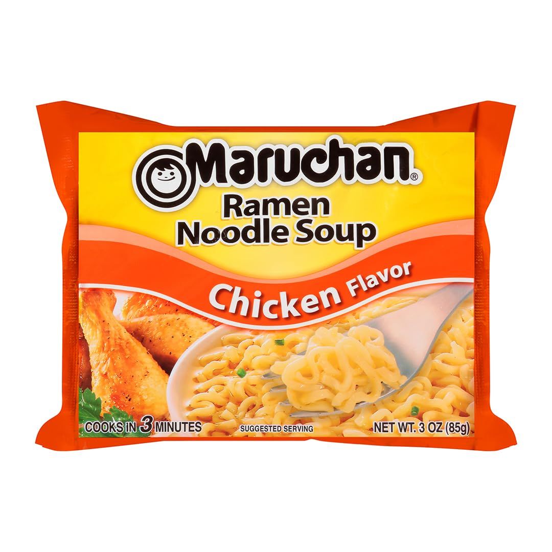 Maruchan Ramen Noodle Soup, Chicken Flavor, 3 oz - Amazon (front of orange packet)