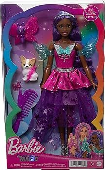 Amazon.com: Barbie A Touch of Magic Fashion Doll, Brooklyn with  Wing-Detailed Dress, 7-inch Long Colorful Hair, 2 Fantasy Pets &  Accessories : Toys & Games