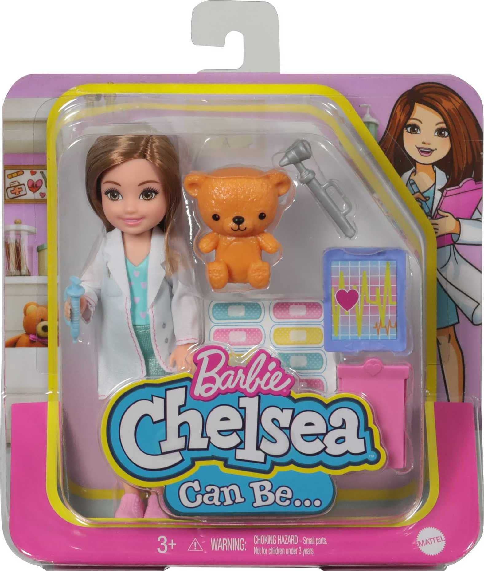 Amazon.com: Barbie Playset with Brunette Chelsea Can Be Doctor Doll &  Accessories Including Clipboard, Medical Tools & Bandage Stickers : Toys &  Games