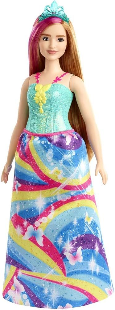 Amazon.com: Barbie Dreamtopia Princess Doll, 12-inch, Curvy, Blonde with  Pink Hairstreak : Toys & Games