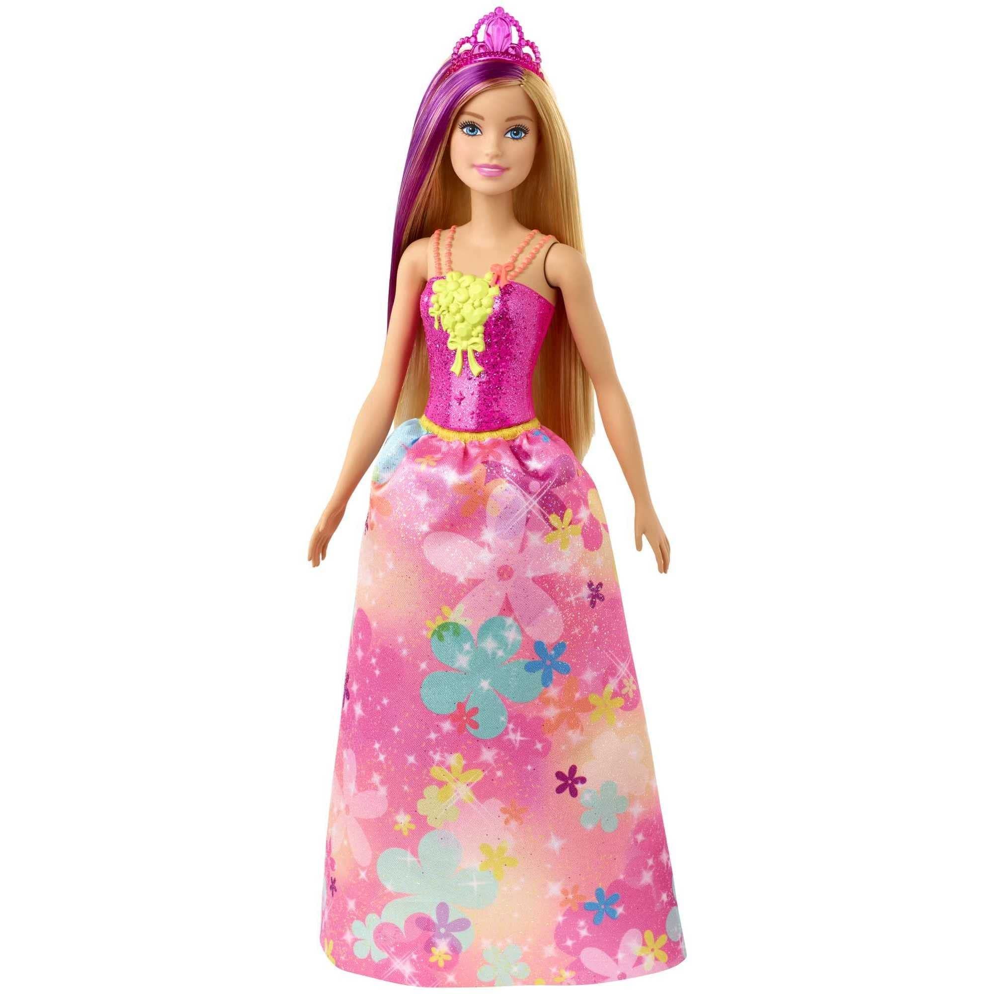 Amazon.com: Barbie Dreamtopia Royal Fashion Doll & Accessory, Blonde with  Purple Hairstreak Wearing Removable Pink Skirt & Headband : Toys & Games