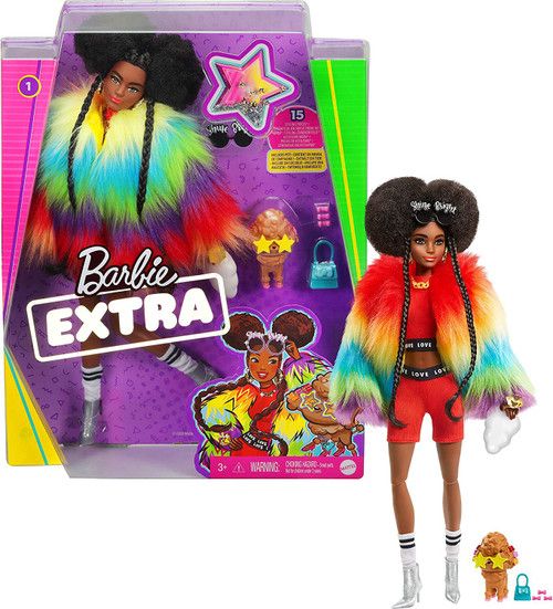 Barbie Fashionista Extra #1 in Rainbow Coat with Pet Poodle Doll