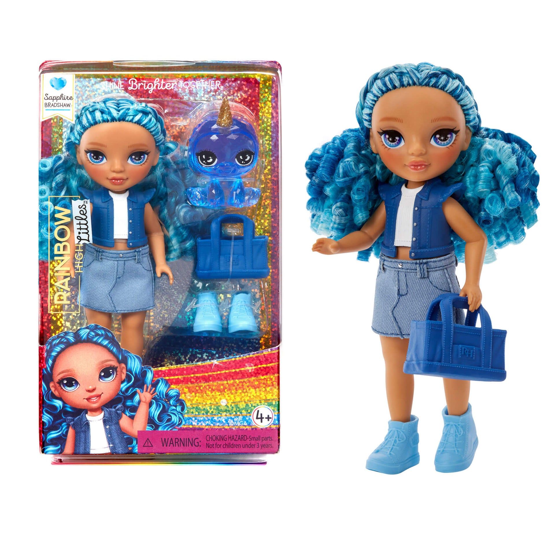 Rainbow High Littles Sapphire Bradshaw, Blue, 5.5" Posable Small Doll