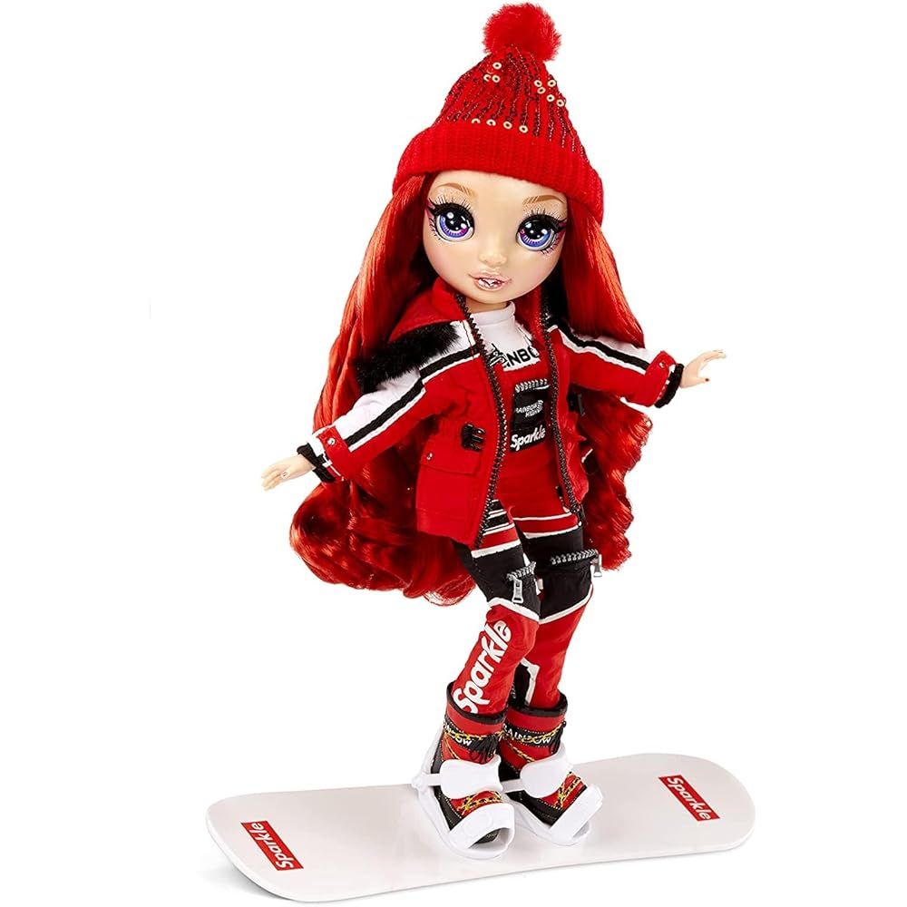 Rainbow High Winter Break Ruby Anderson – Red Fashion Doll and Playset with 2 Designer Outfits, Snowboard and Accessories