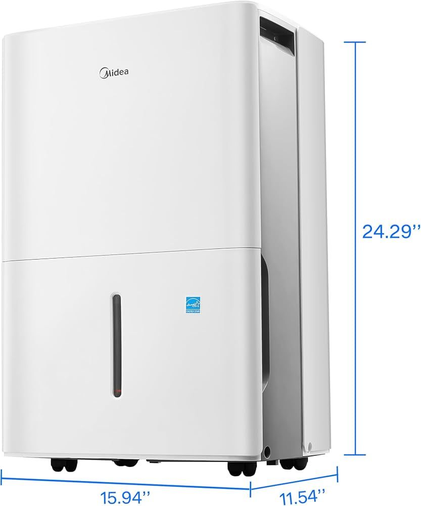 Midea 50 Pint Dehumidifier for Basement, 4,500 Sq. Ft, Energy star | Reusable Air Filter, Continuous Drainage, Wi-Fi Enabled, Works with Alexa, Quiet Operation for Basement, Home