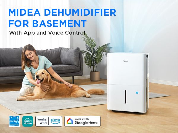 Amazon.com - Midea 50 Pint Dehumidifier for Basement, 4,500 Sq. Ft, Energy  star | Reusable Air Filter, Continuous Drainage, Wi-Fi Enabled, Works with  Alexa, Quiet Operation for Basement, Home