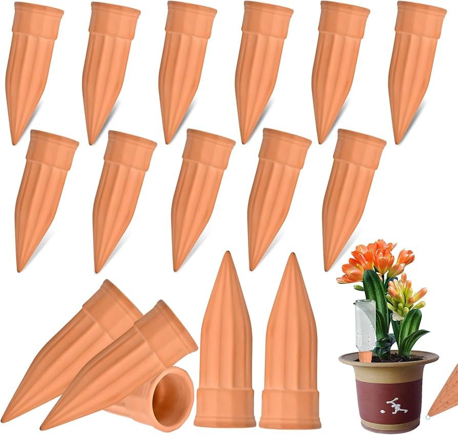 Amazon.com: Lsed 16 Pack Terracotta Plant Waterers - Self Watering Spikes and Watering Stakes for Automatic Watering, Slow Release Watering Devices for Vacation Plant Watering, Ideal for Indoor & Outdoor Plants :