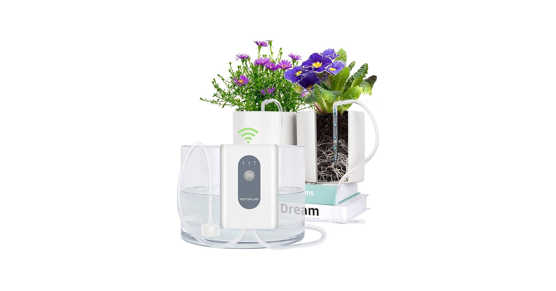 Amazon.com : Moistenland WIFI Automatic Plant Waterer, DIY Automatic Drip  Irrigation Kit for 15 Potted Plants, Auto & Manual & Delay Watering Mode/ Water Shortage Alert/Irrigation Records, Remote Control and : Patio, Lawn