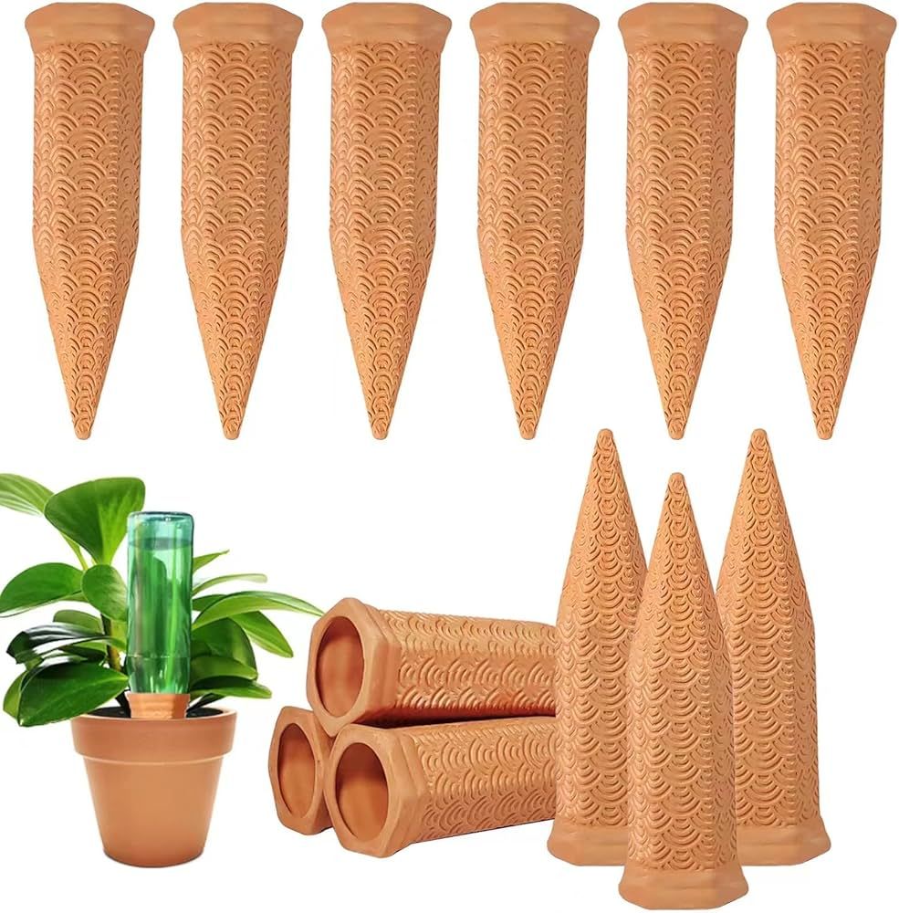 Amazon.com: Plant Watering Spikes 12 Pack,Terracotta Plant Watering Spikes Wine Bottle Automatic Plant Waterer for Watering Indoor and Outdoor Plants While on Vacation - Plant Perfect Self-Watering Device : Patio, Lawn &