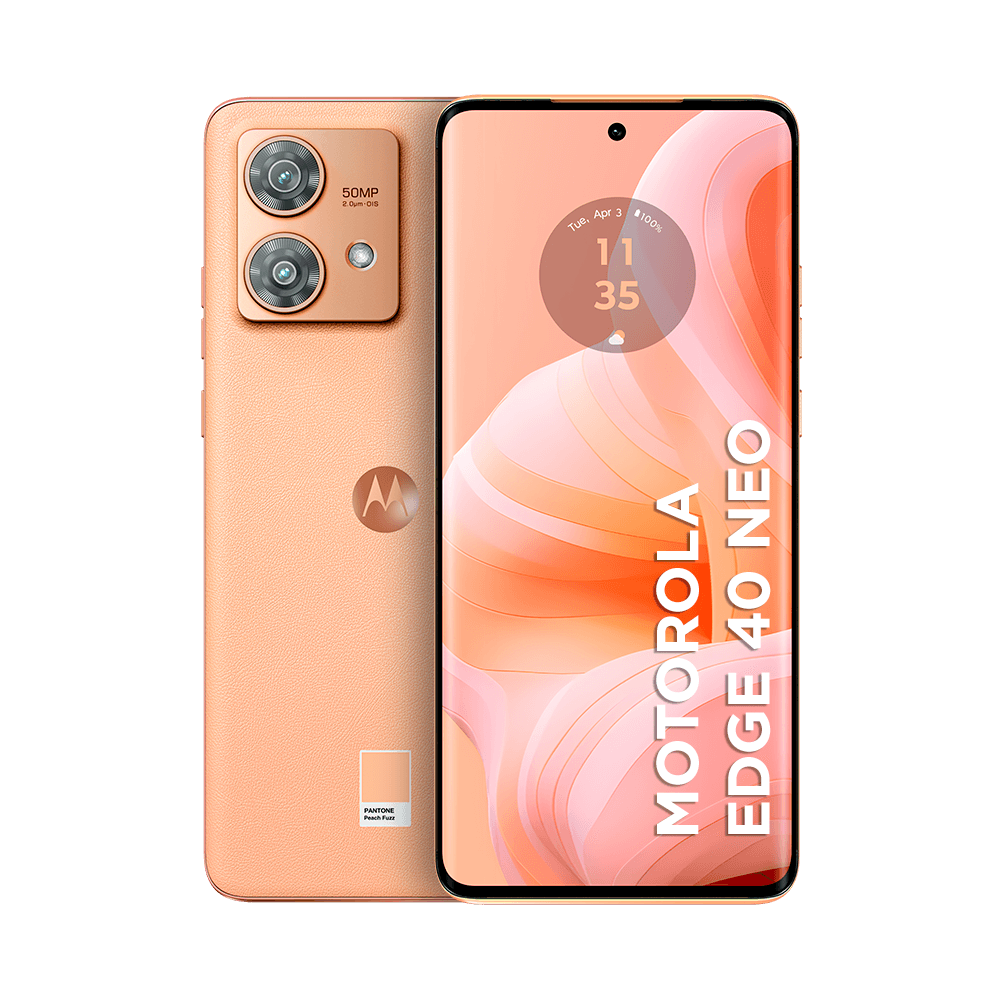 Motorola Edge 40 Neo (Peach Fuzz) – front & back PNG