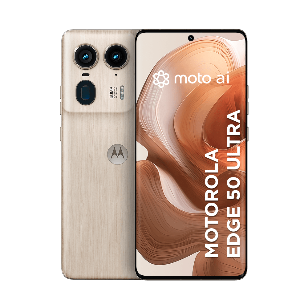 Motorola Edge 50 Ultra (Wood) front + back hero PNG