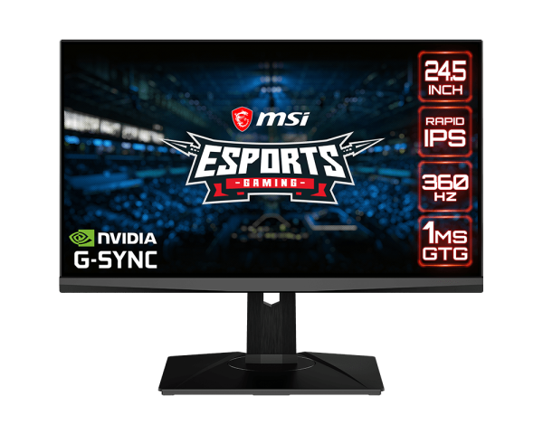 MSI Oculux NXG253R product render (front/angled)