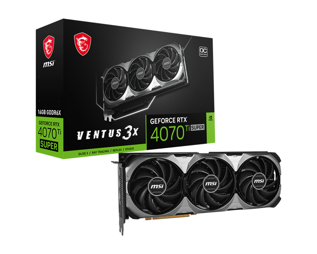 MSI GeForce RTX 4070 Ti SUPER 16G VENTUS 3X OC (hero shot)