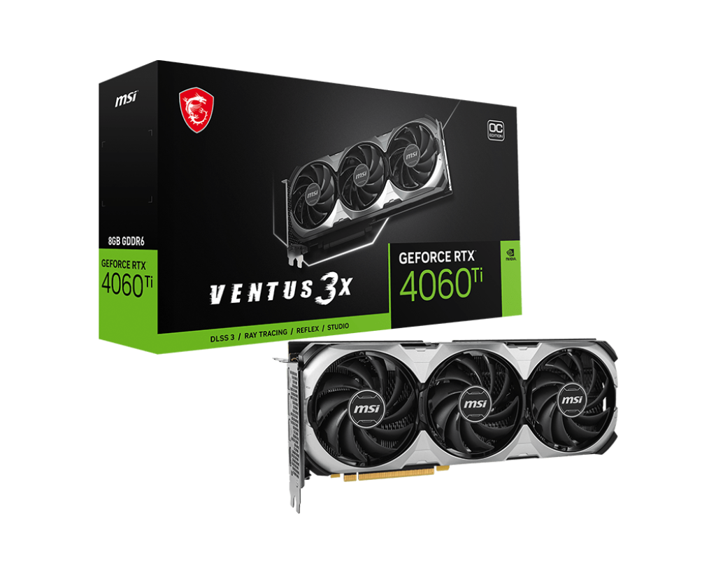 MSI GeForce RTX 4060 Ti VENTUS 3X 8G OC (official hero render)
