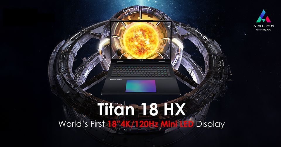 MSI news image: Titan 18 HX launch (open laptop hero)