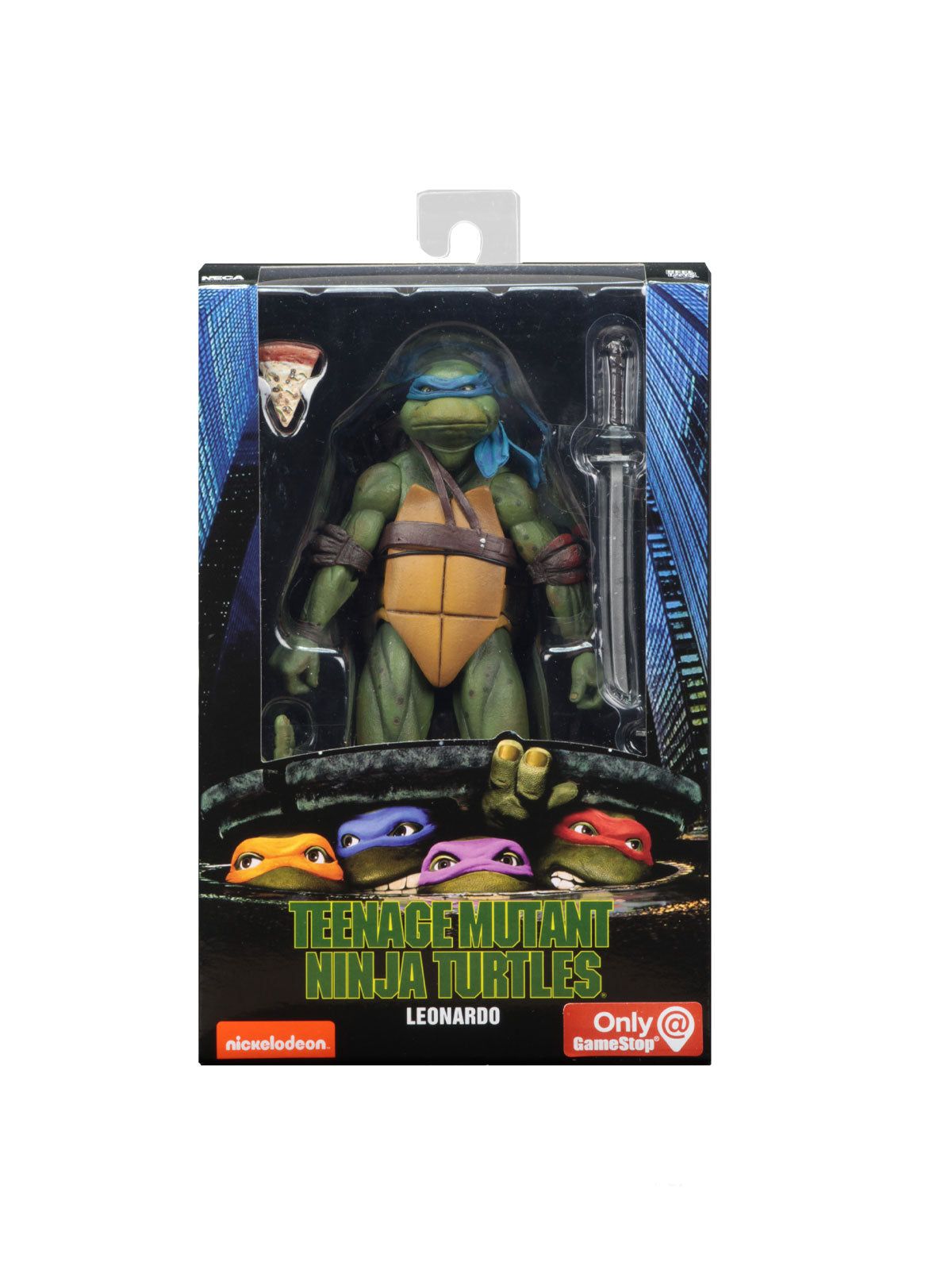 TMNT (1990 MOVIE) - LEONARDO 7" ACTION FIGURE (packaging/front)