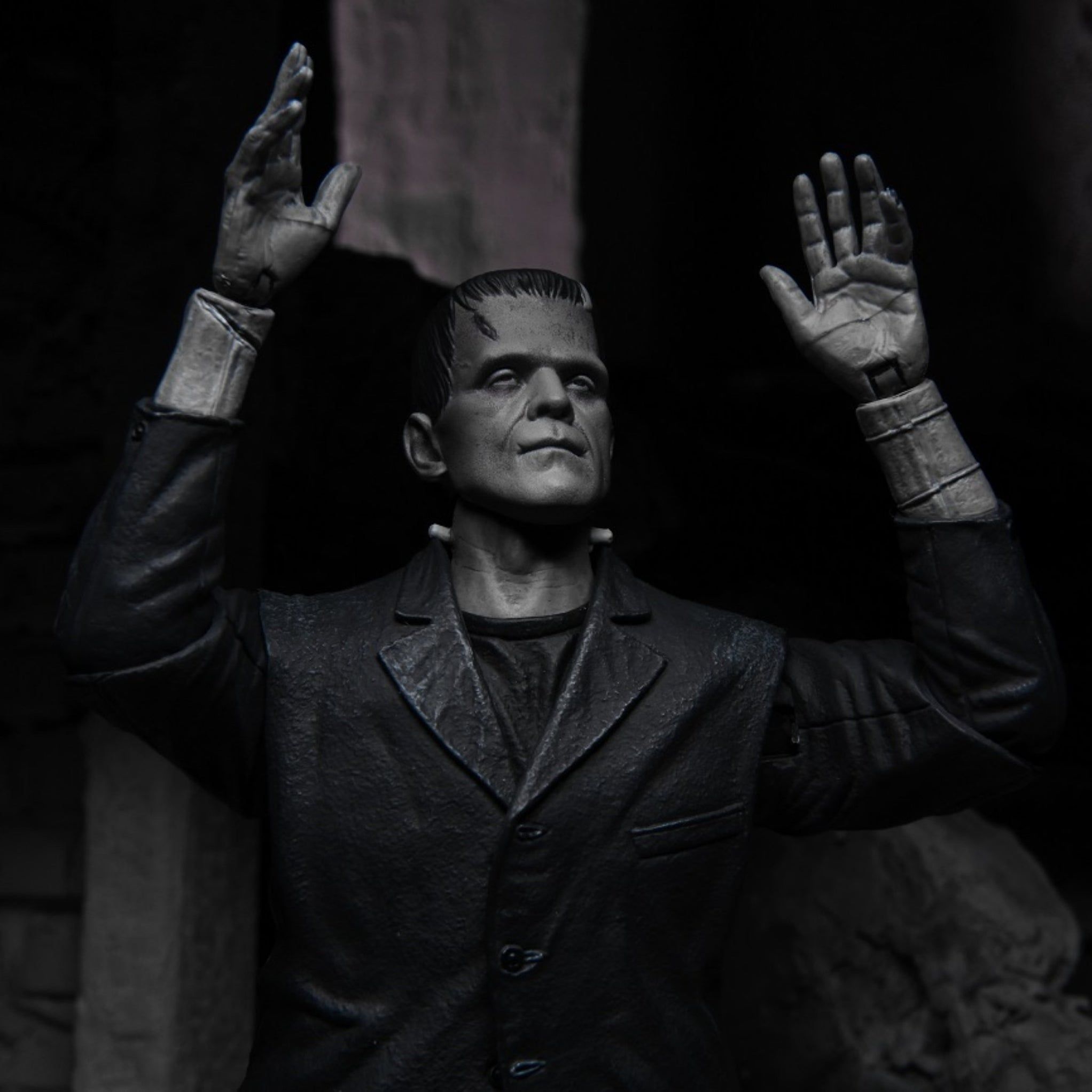 NECA Universal Monsters Ultimate Frankenstein’s Monster (Black & White) – Nerdzoic (clear hero shot)
