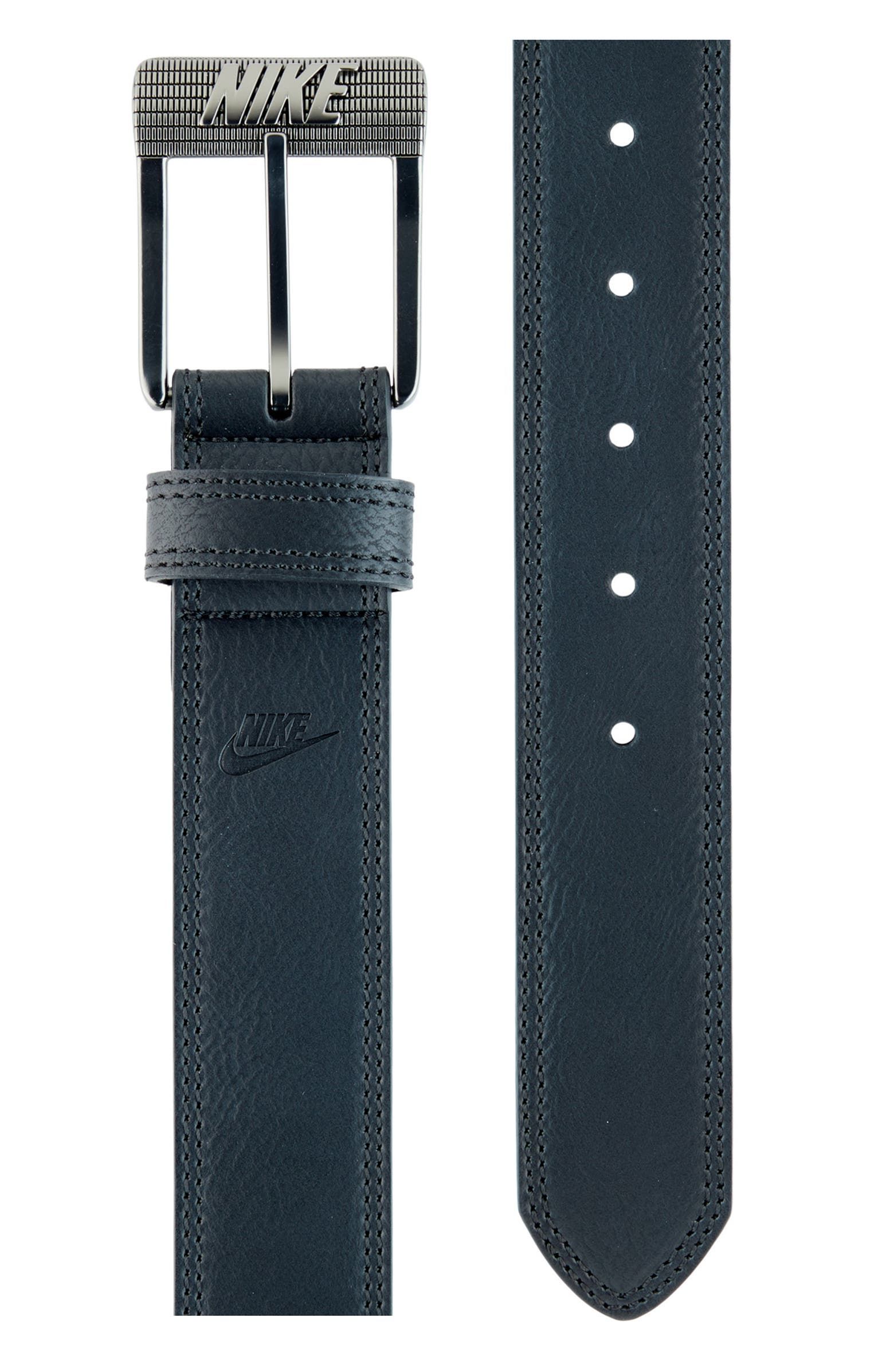Nike Raised Logo Buckle Faux Leather Belt