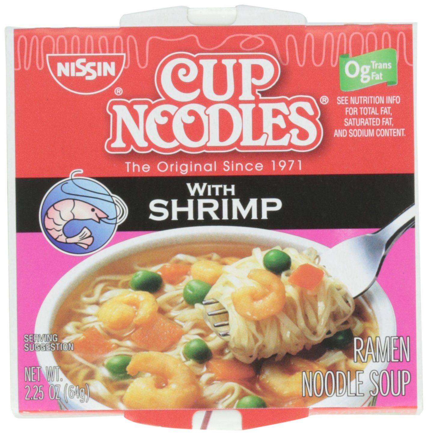 Nissin Cup Noodles Shrimp Flavor (front of cup)