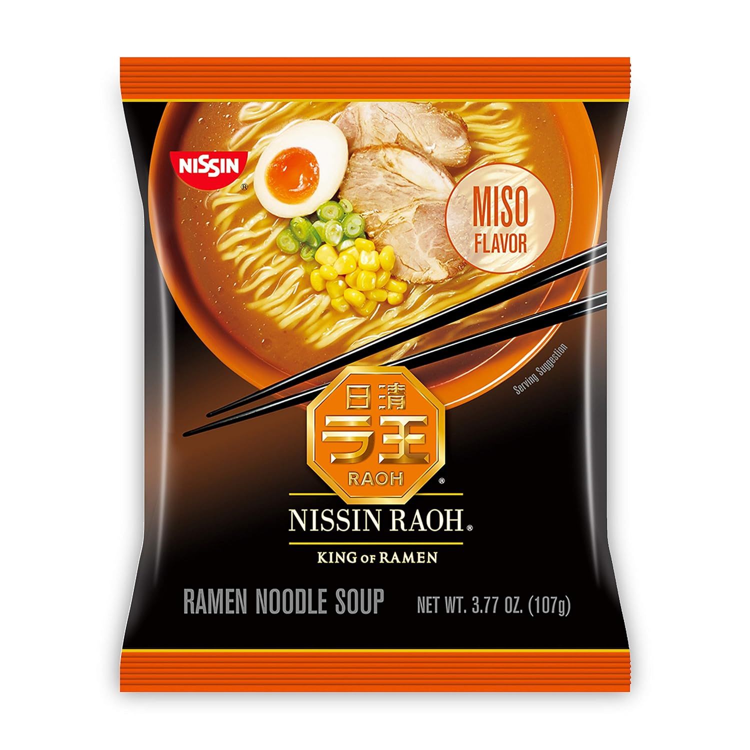 Nissin RAOH Ramen Noodle Soup, Miso (packaging)