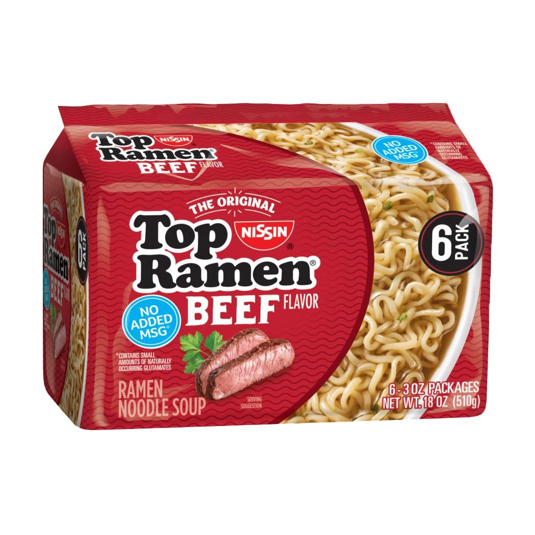 Nissin Top Ramen Beef Flavor Ramen Noodle Soup (front pack)