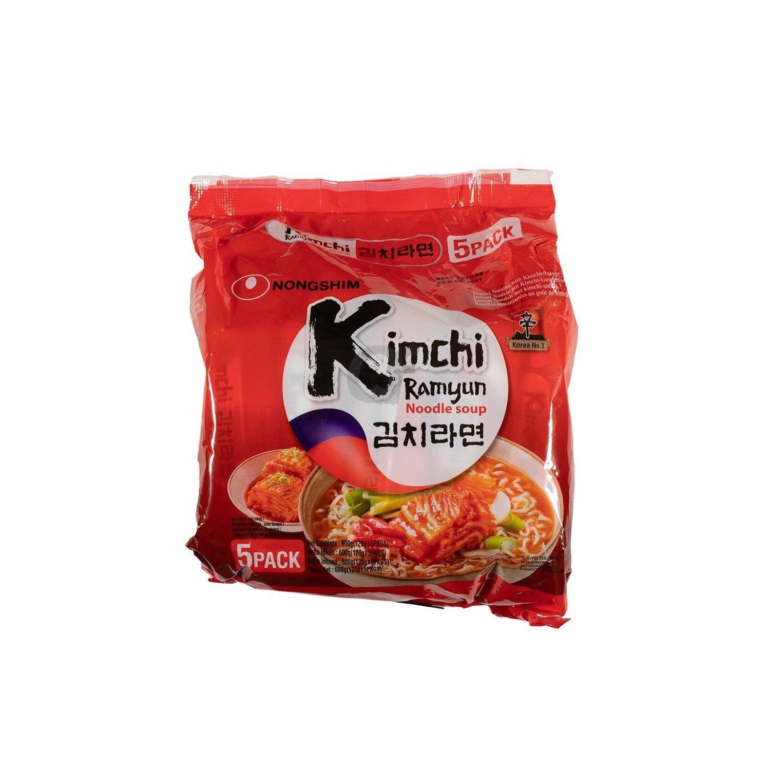 Nongshim Kimchi Ramyun Noodle Soup (5 Pack) 600g – MyJam Food