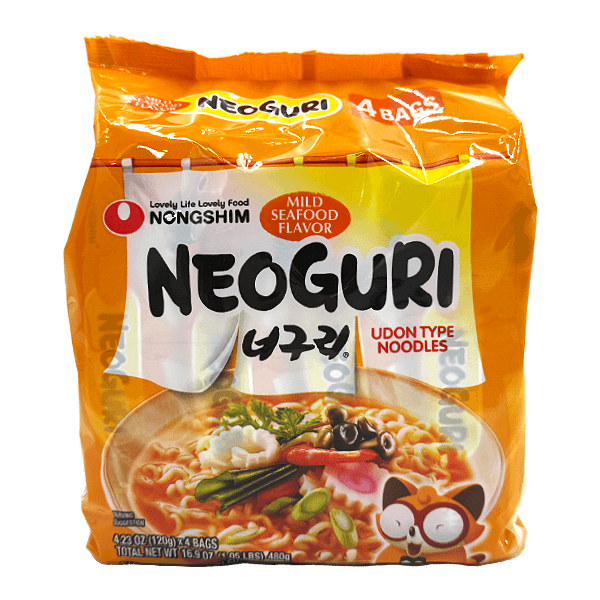 Nongshim Neoguri Ramen Seafood & Mild 4-pack (front)