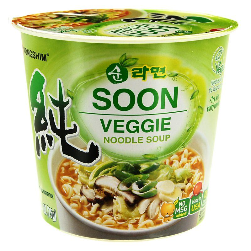 Nongshim Soon Veggie Noodle Soup Cup (front/hero)