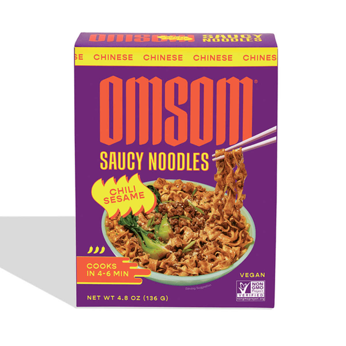 Omsom Chili Sesame Saucy Noodles 4.8 oz (front pack)