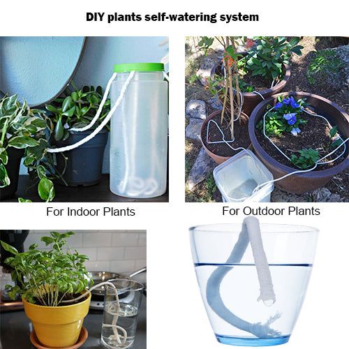 ORIMERC 1/6 inch (4mm) Self watering Wick Cord for Vacation Self-watering Planter Pots DIY Automatic Watering Device System Potted Plant Sitter-Free Shipping-Select Your Length by the drop-down list