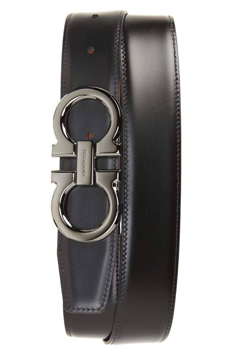 FERRAGAMO Gancini Reversible Leather Belt Buckle Detail